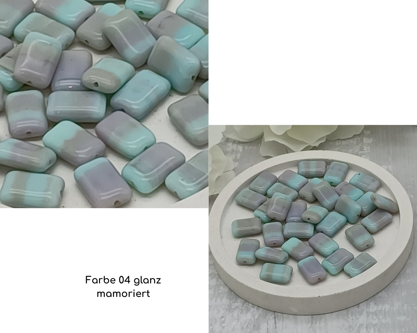 Plättchen klein, Rechteck, flach lang, matt und glanz, 10 Stück