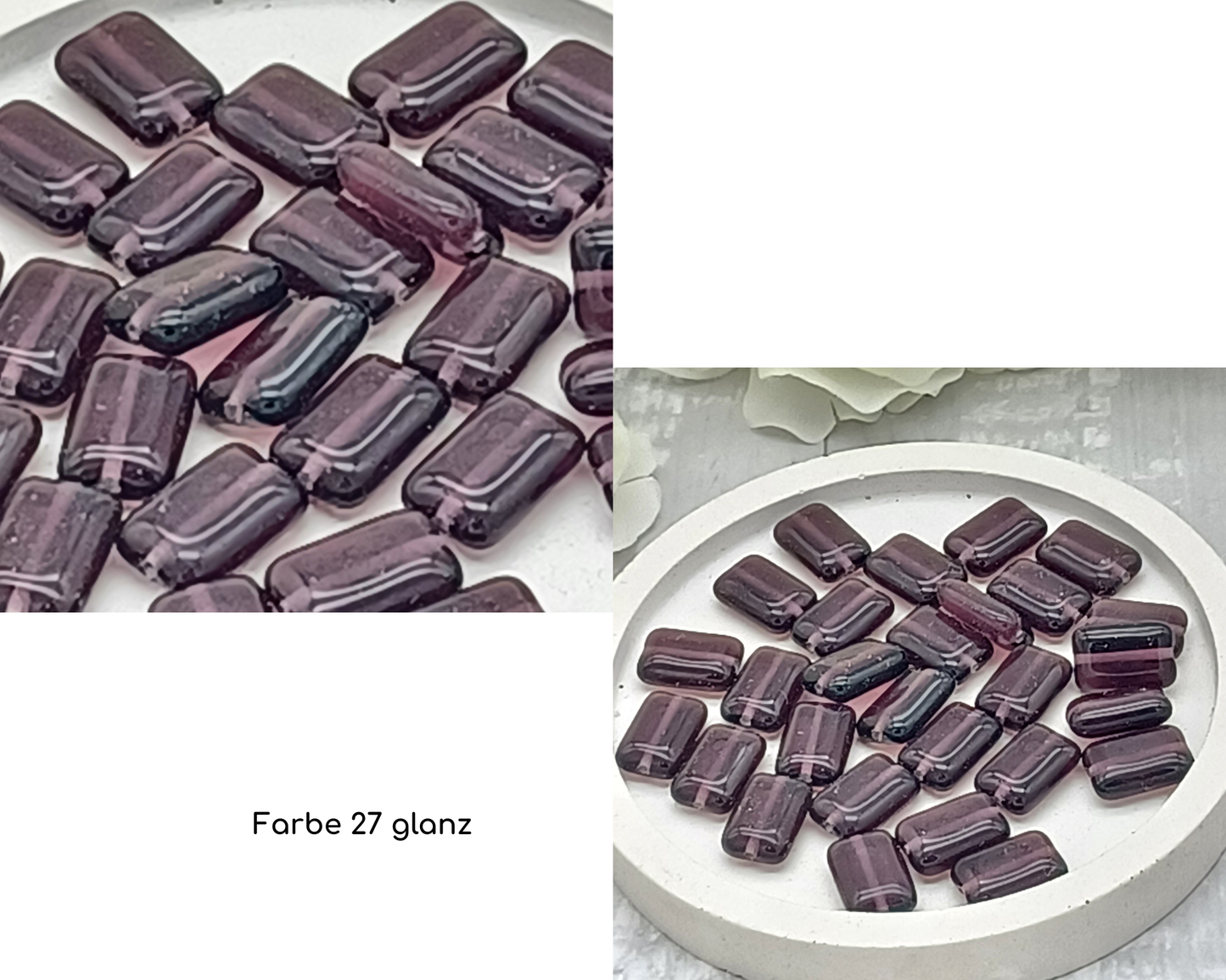 Plättchen klein, Rechteck, flach lang, matt und glanz, 10 Stück