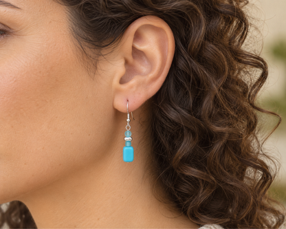 Ohrring Glasperlen Perlen Rechteck 4mm Perle- Nicole