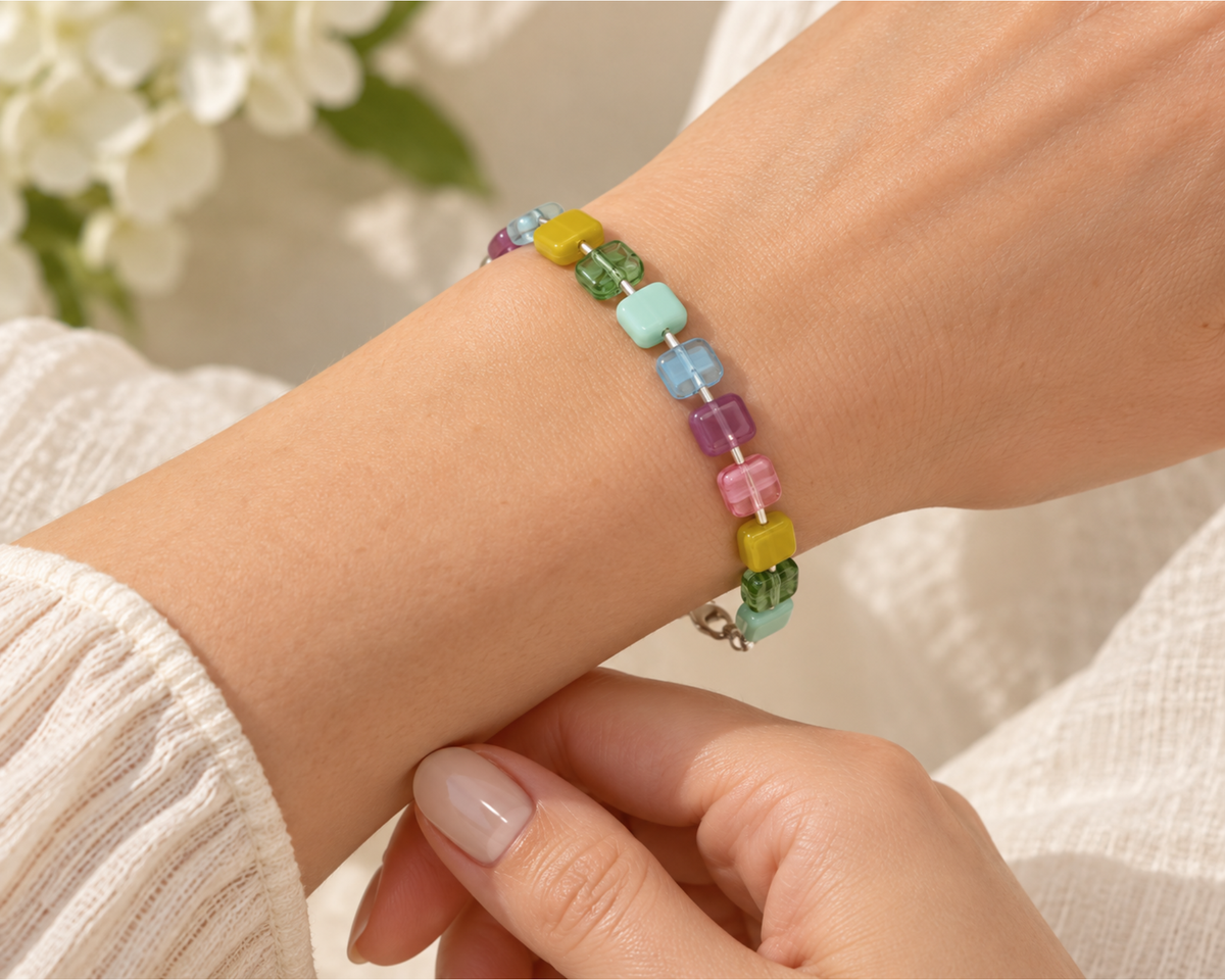 Armband Glasperlen böhmisch in Kissenform - Der Klassiker, Anna