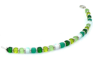 Armband handgefertigter Modeschmuck Farbe_grün, Farbe_petrol, Kategorie_Schmuck, Material_Böhmisches Glas, Produkt_Armband Perle-Perle 
