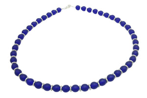 Halskette handgefertigter Modeschmuck Farbe_blau, Farbe_silber, Kategorie_Unikat, Material_Böhmisches Glas Perle-Perle 