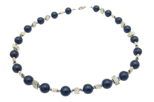 Halskette handgefertigter Modeschmuck Farbe_schwarz, Kategorie_Unikat, Material_Böhmisches Glas, Material_Silber Perle-Perle 