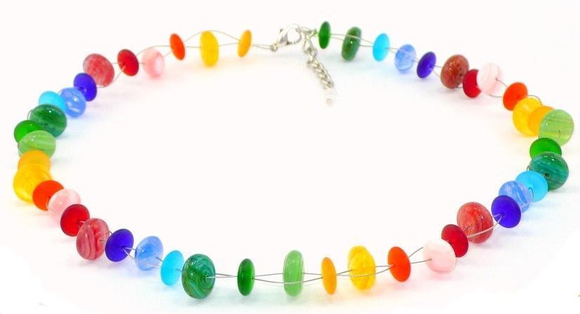 [perleperle] - Halskette Summertime - Kleine Schnecken und Linsen aus böhmischen Glasperlen - Farbe bunt - Kette - [handgefertigter Modeschmuck]