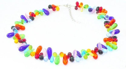 [perleperle] - Collier Sonnenhut - Böhmische Glasperlen in Tropfenform - bunt - Kette - [handgefertigter Modeschmuck]