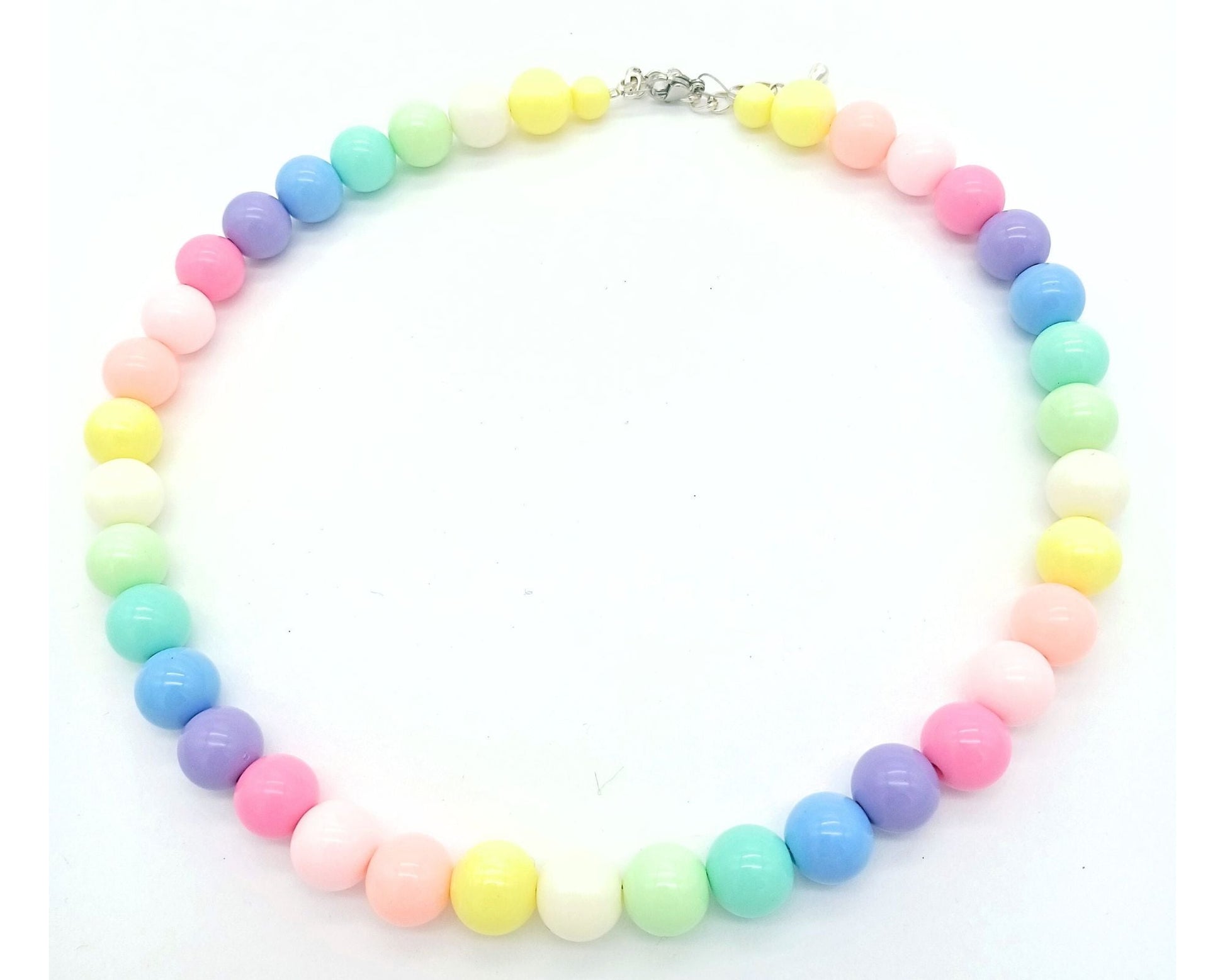 perleperle Modeschmuck handgefertigt K519 Quitschi Acrylperlenkette - Acrylperlen, 10 mm 098 pastell bunt