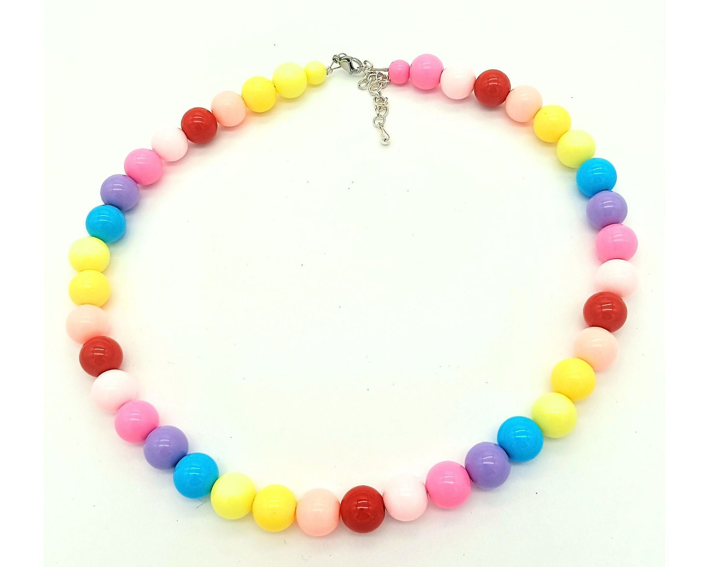 perleperle Modeschmuck handgefertigt K519 Quitschi Acrylperlenkette - Acrylperlen, 10 mm 099 bunt