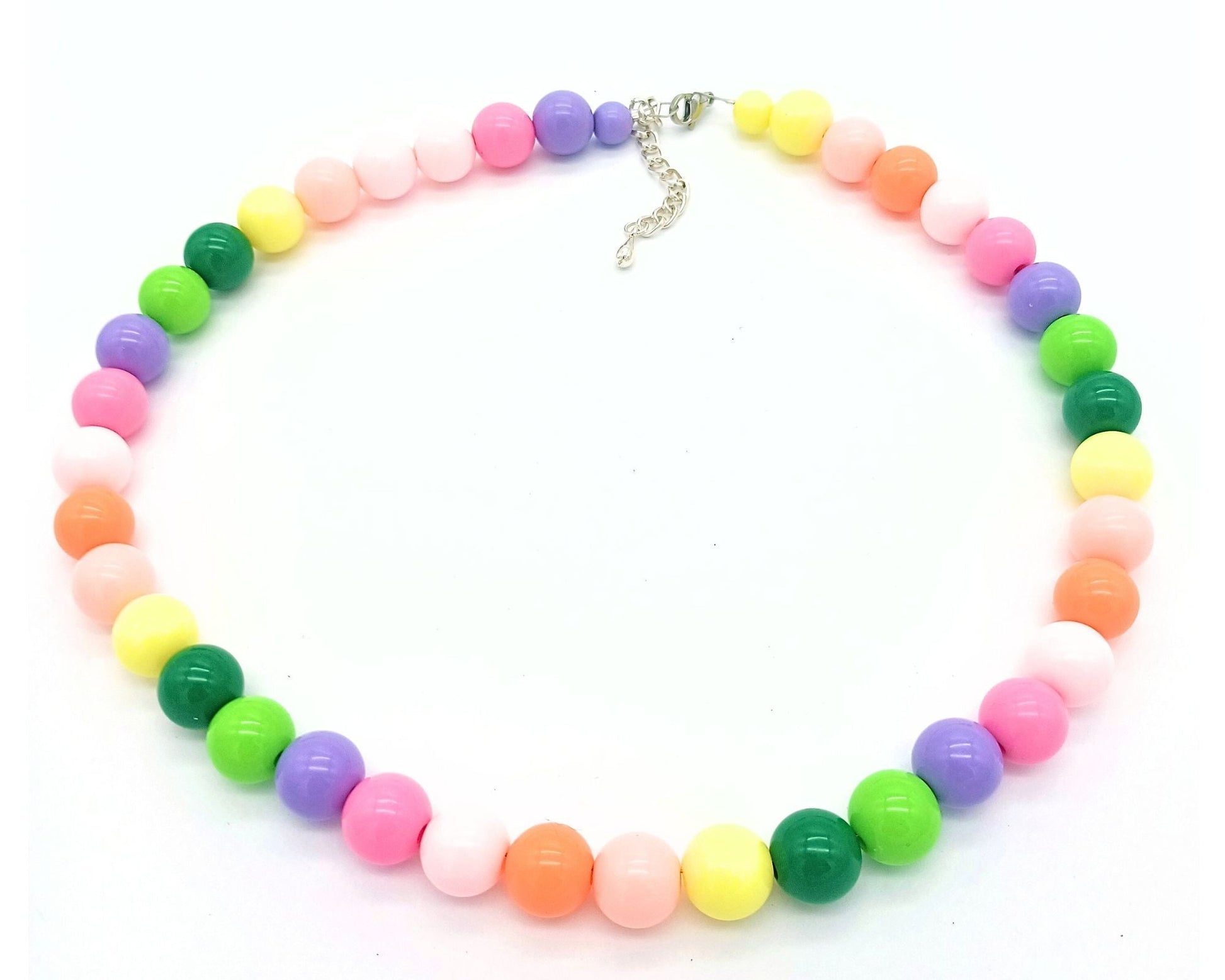 perleperle Modeschmuck handgefertigt K519 Quitschi Acrylperlenkette - Acrylperlen, 10 mm 199 bunt 2