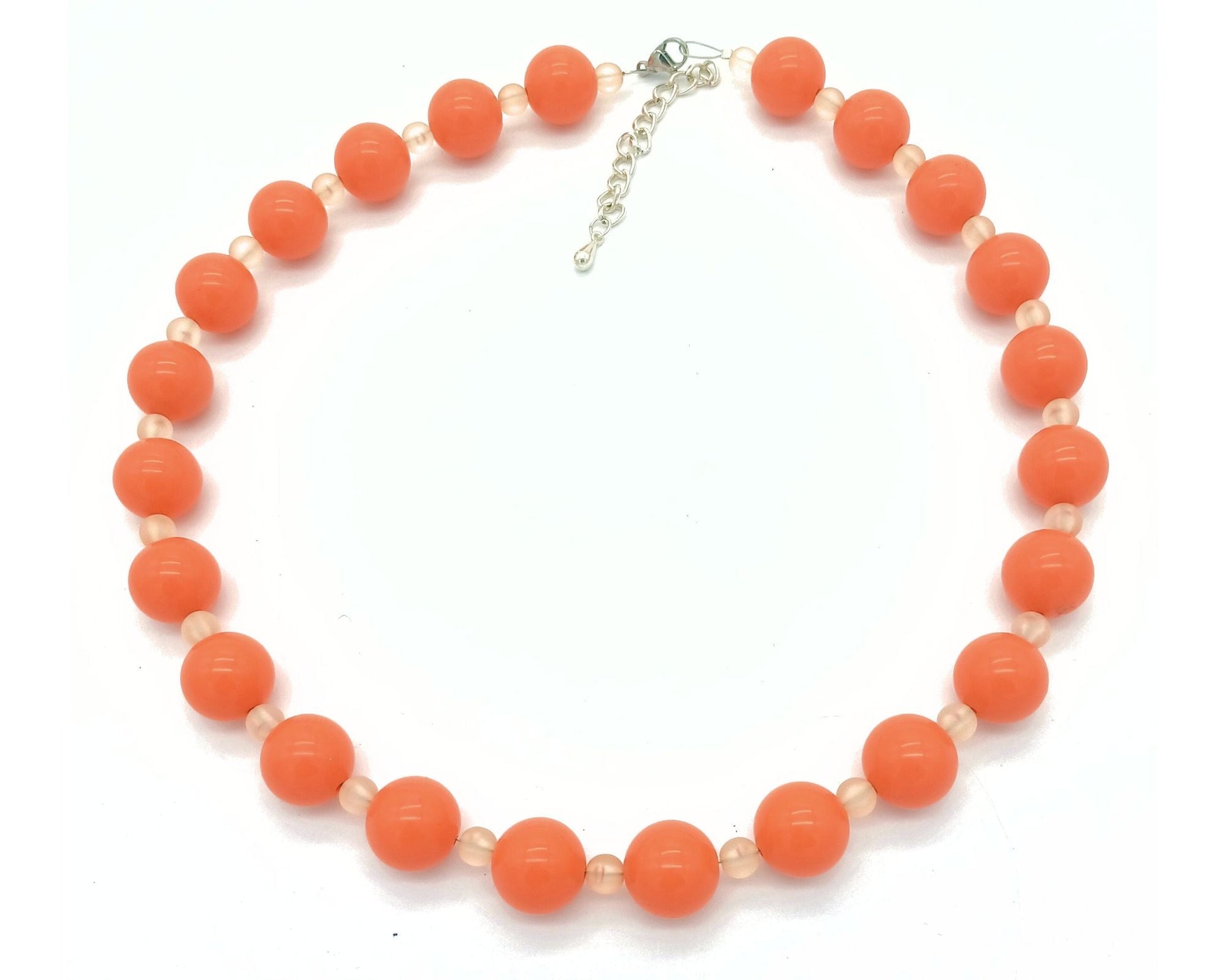 perleperle Modeschmuck handgefertigt K521 Quitschi Perlenkette - Acrylperlen 11 mm 07 uni orange