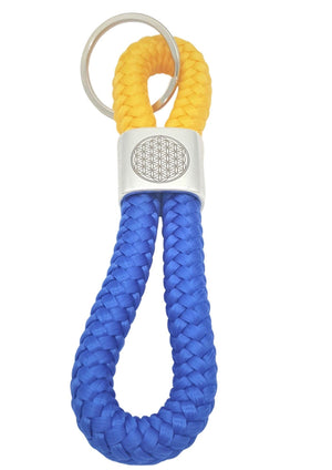 Schlüsselanhänger handgefertigter Modeschmuck Farbe_blau, Farbe_gelb, Kategorie_Accessoires, Material_Segelseil 10mm, Produkt_Schlüsselanhänger, SommerKollektion, Variante_8er-Schlaufe Perle-Perle 