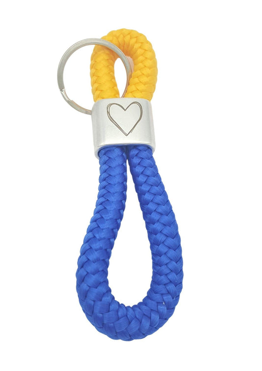 [perleperle] - Segelseil Schlüsselanhänger, gelb / blau, "Herz" #Ukraine - Schlüsselanhänger - [handgefertigter Modeschmuck]